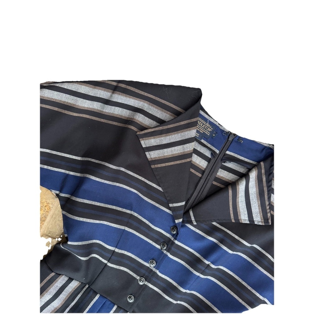 Pendleton Black Stripe Virgin Wool Button Front M… - image 3